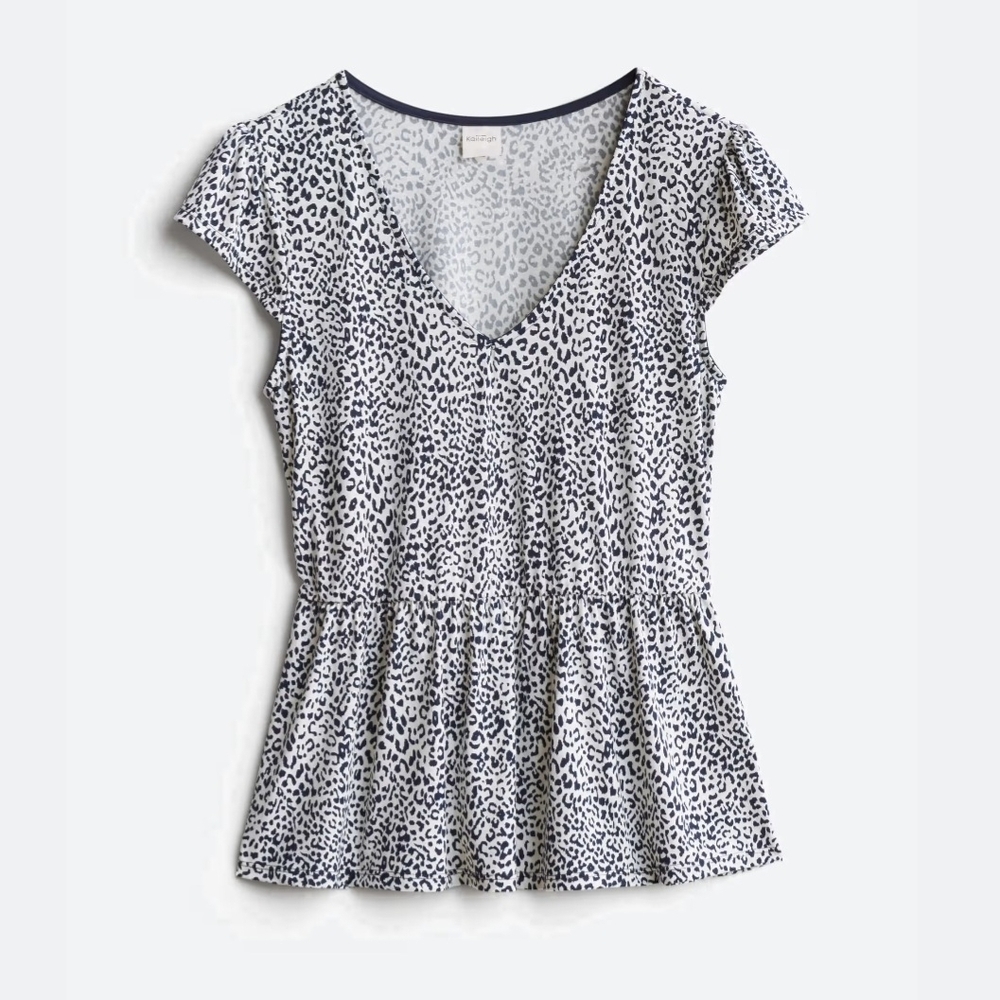 Kaileigh - Cait V Neck Peplum Knit Top